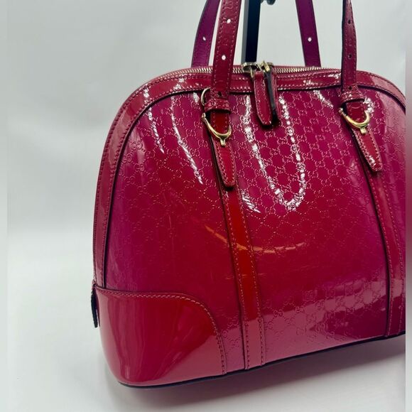 Auth Gucci Bright Bouganville Microguccisima Patent Leather Small Nice Dome Bag - Picture 8 of 16
